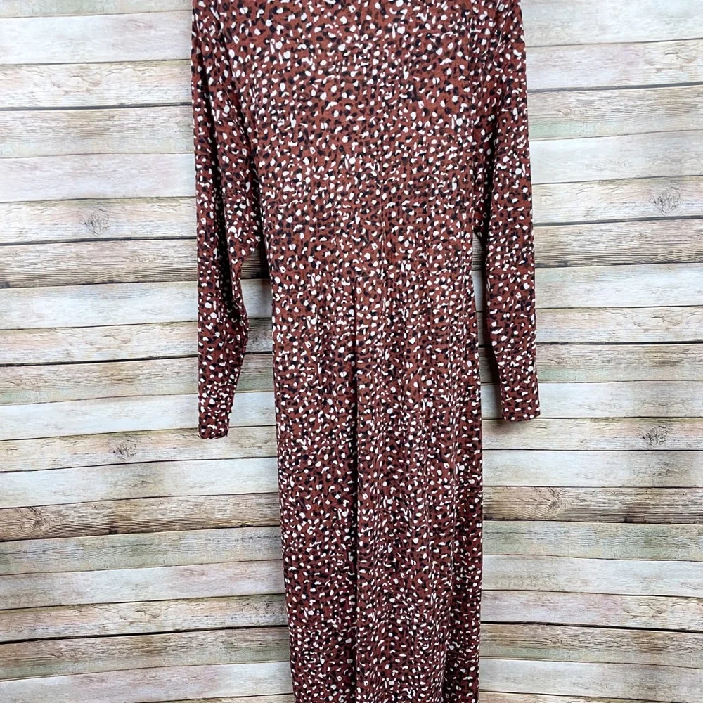 Eloquii Leopard Print Ribbed Tie Waist Midi Dress Size 18/20 - Picture 7 of 9